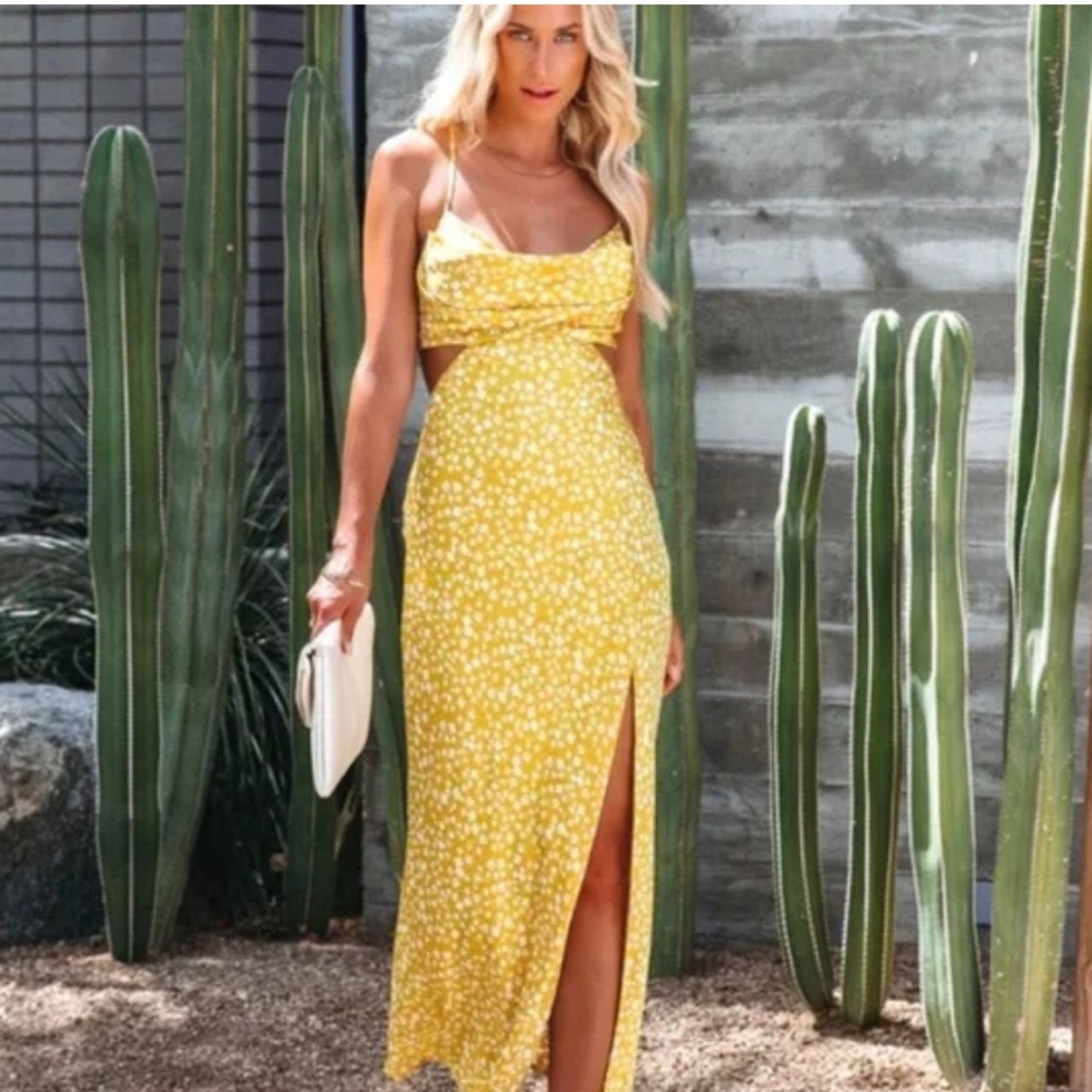 MARBLE Yellow Floral Maxi Dress
